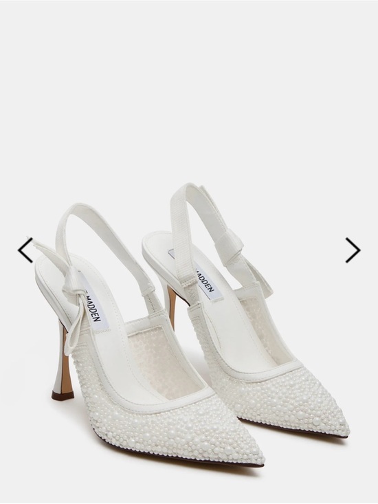 Steve Madden Shoes - Steve Madden Pearl-Embellished White Slingback Pumps